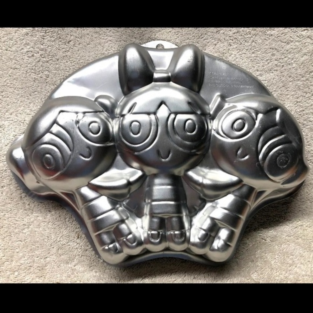 3 POWER PUFF GIRLS wilton metal cake pan buttercup blossom 2105-9902 mold tin